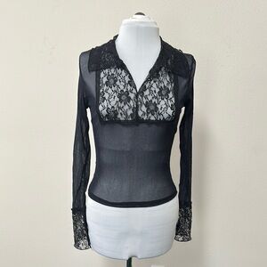 Elegant Black Lace Sheer Top